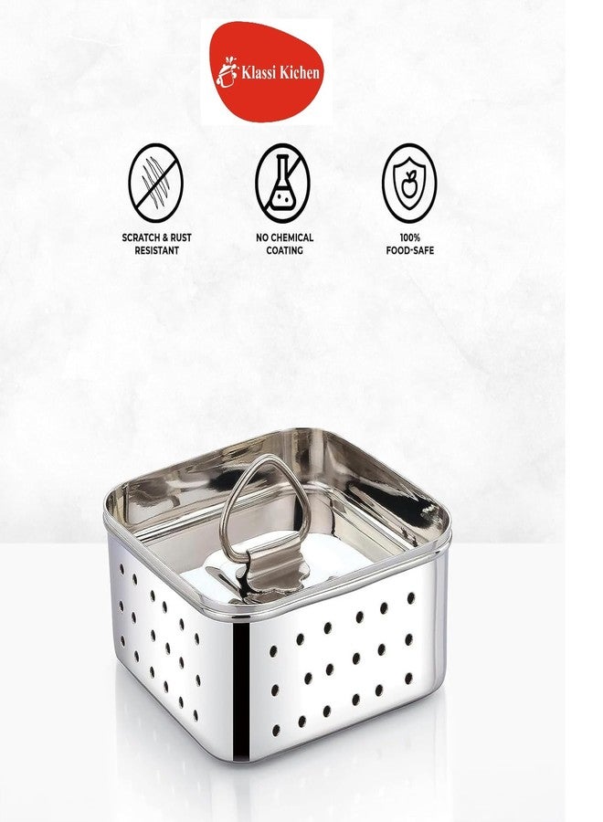 Klassi Kichen Stainless Steel Square Shape Indian Paneer/Mould Maker 450ml Collapsible Strainer (Silver Pack of 1) - Image 5